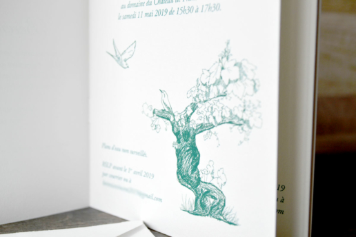 Faire part mariage traditionnel papier cahier livret illustration vergé graphiste graphisme bruxelles